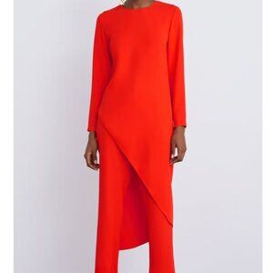 NWT! Zara LONG ASYMMETRIC TOP Tunic in Red, Size S
